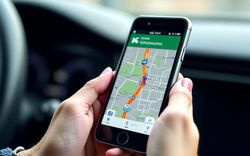 Smartphone s mapou a optimalizovanou trasou